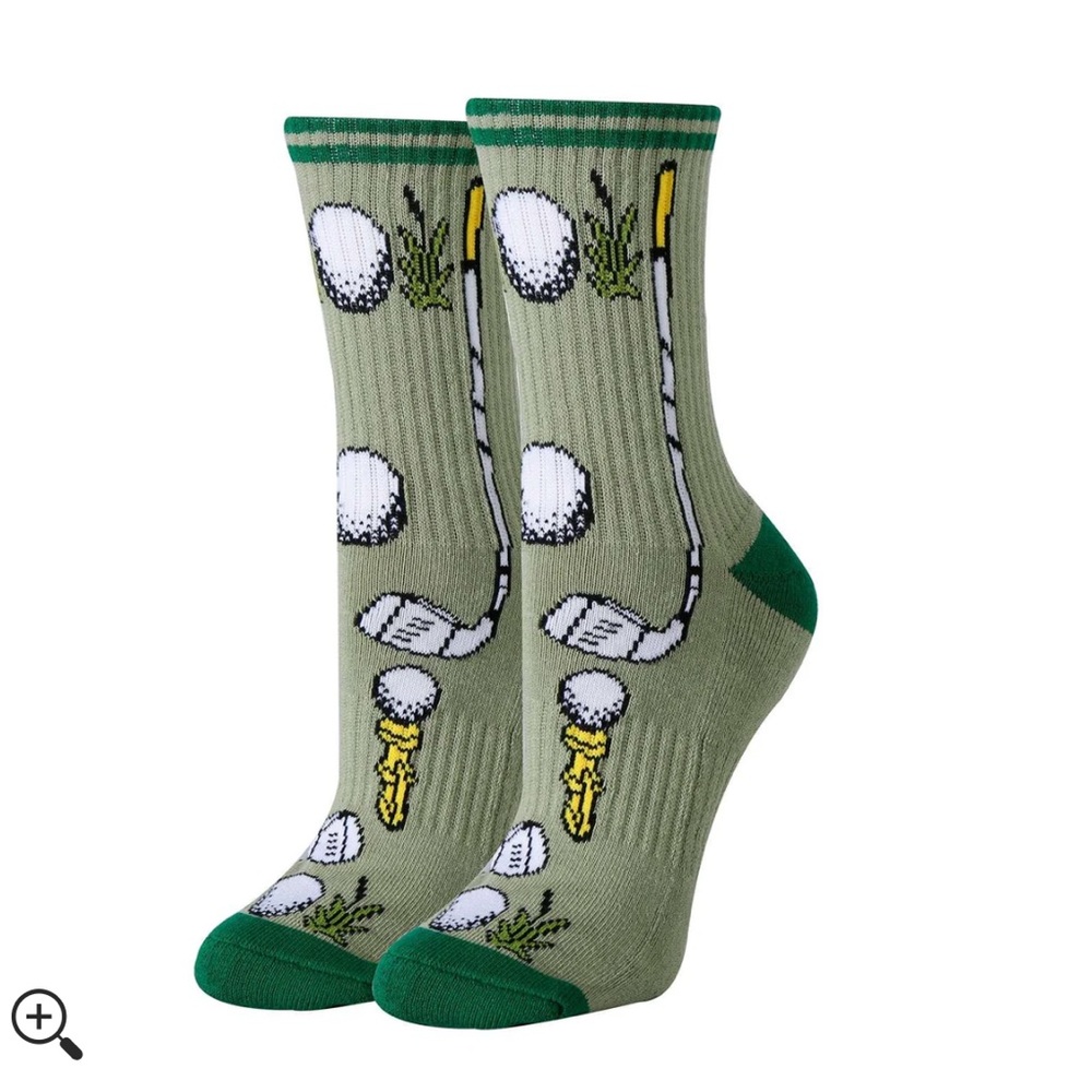 Golf Tee Green Crew Socks NWT